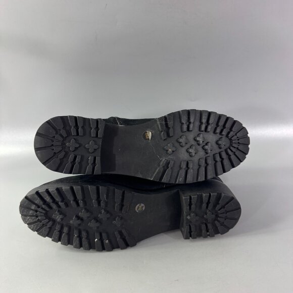 Tory Burch Oakridge Boots Black Pebbled Leather Ankle Booties, Size 8 - Picture 9 of 12